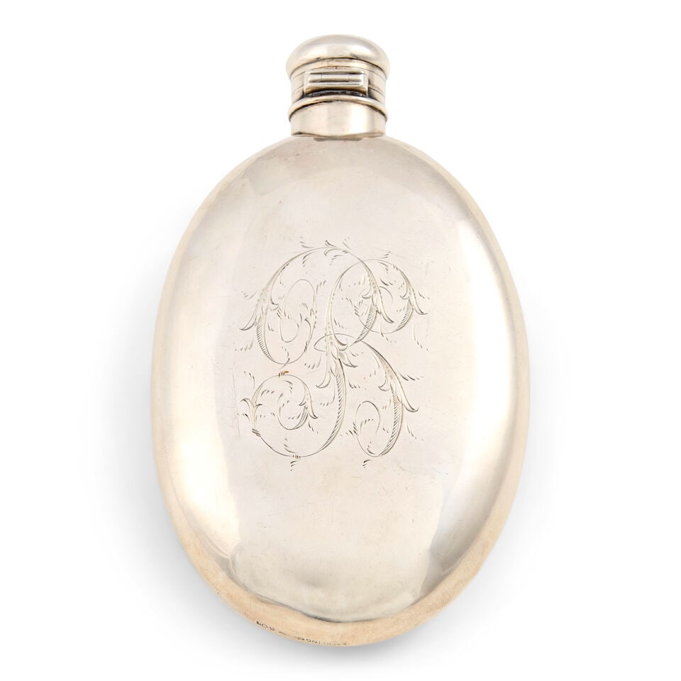 George Sheibler Sterling Silver and Mixed Metal Flask, - 4