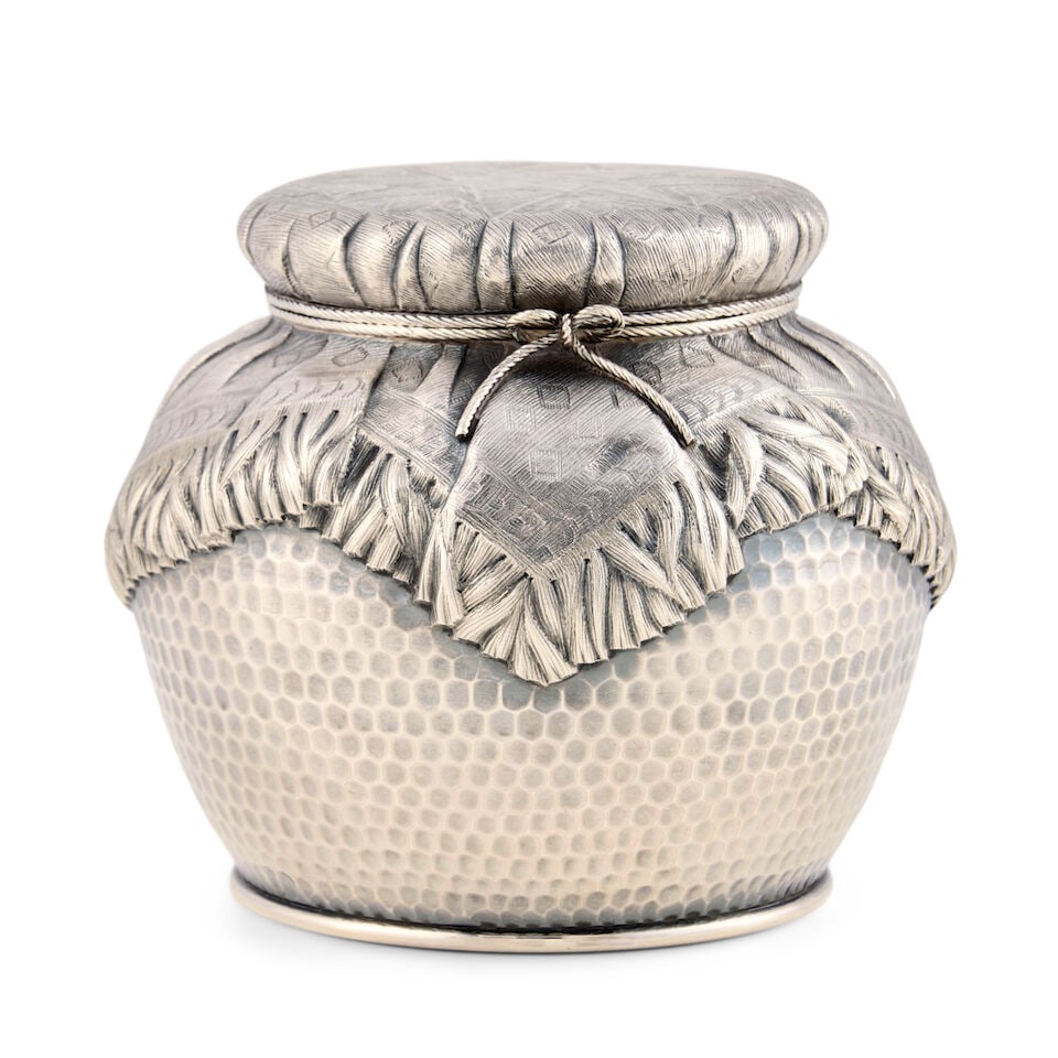 Gorham Sterling Silver Trompe L'oeil Tea Canister, (1 of 4)