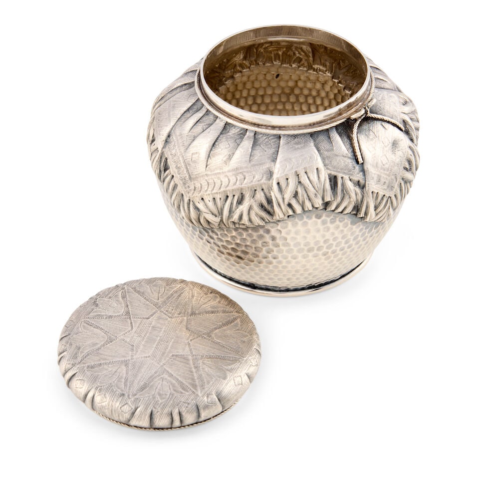 Gorham Sterling Silver Trompe L'oeil Tea Canister, - 3