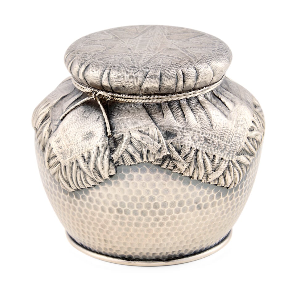 Gorham Sterling Silver Trompe L'oeil Tea Canister, - 4
