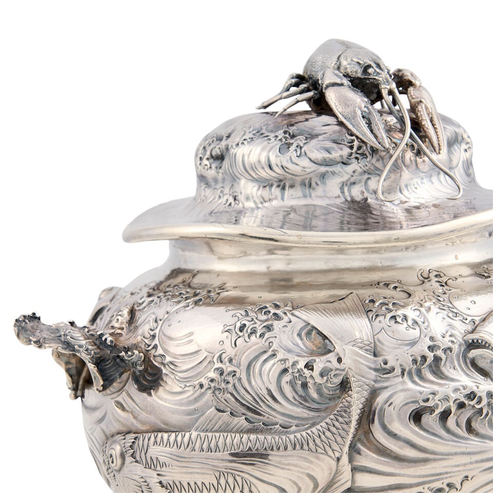 Gorham Sterling Silver Oyster Tureen, - 6