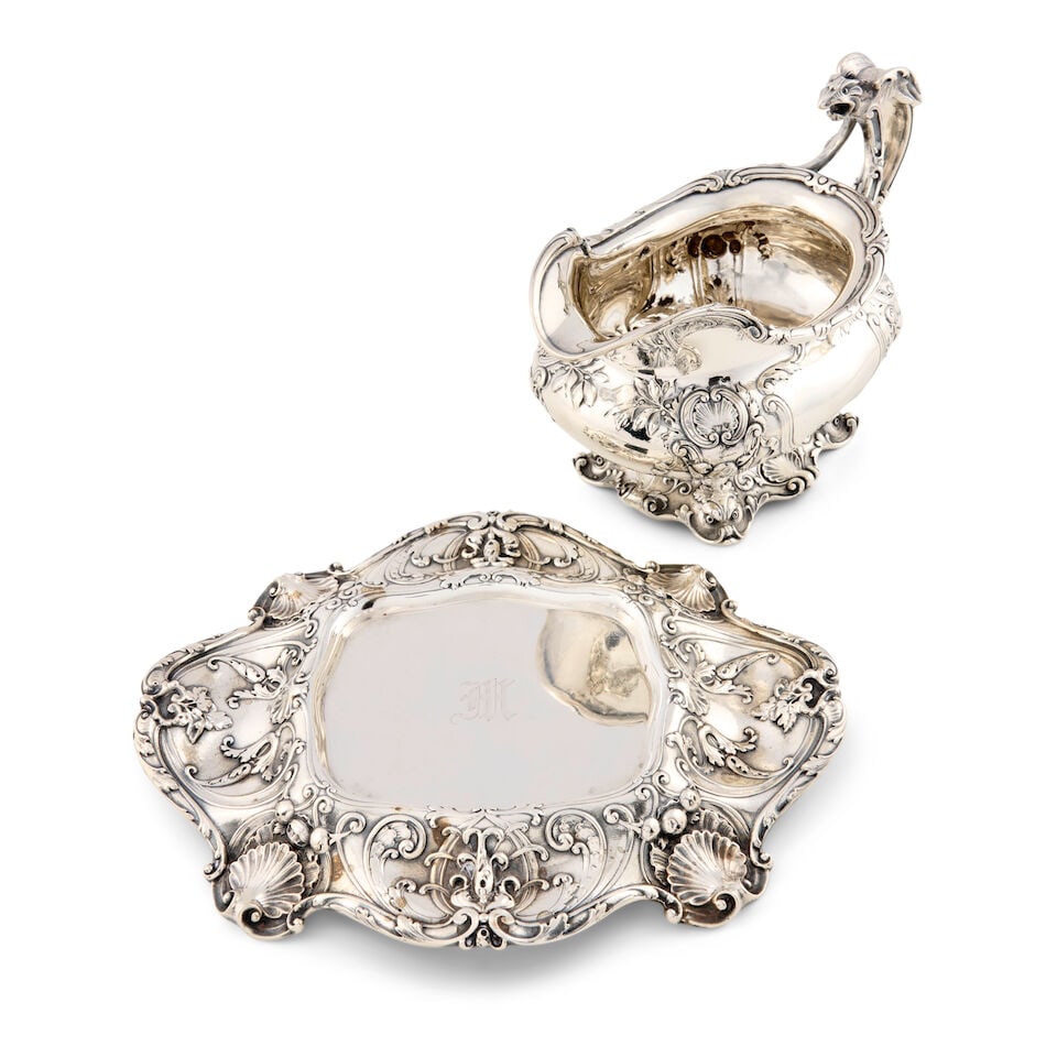 Gorham Sterling Silver Sauceboat and Undertray, - 2