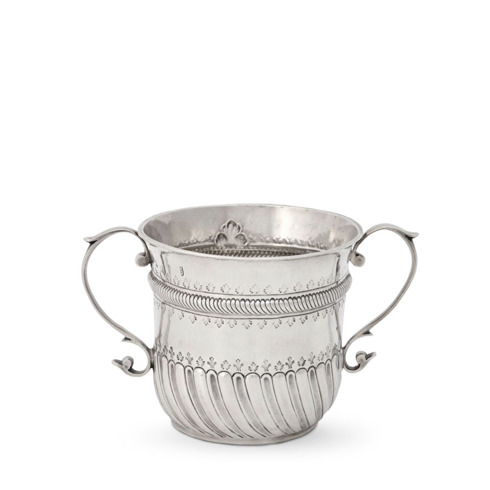 George I Sterling Silver Caudle Cup, - 2