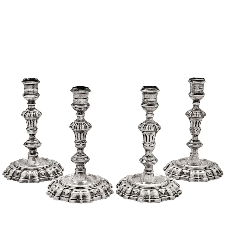 Four George II Sterling Silver Candlesticks, (1 of 1)