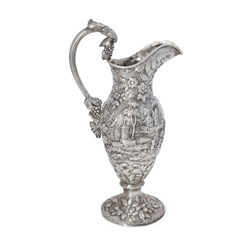 A Large S. Kirk 11oz Silver Ewer, - 2