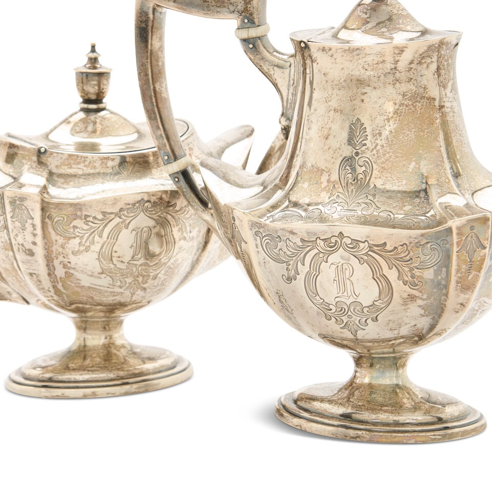 Six-piece Gorham 'Plymouth' Sterling Silver Coffee and Tea Service with Tray, - 2