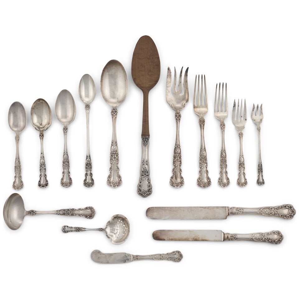 Gorham 'Buttercup' Sterling Silver Flatware Service,: Gorham 'Buttercup' Sterling Silver Flatware Service, Providence, Rhode Island, 20th century, includes twelve: hollow-handle dinner knives, hollow-handle luncheon knives, dinner forks, luncheon forks; 