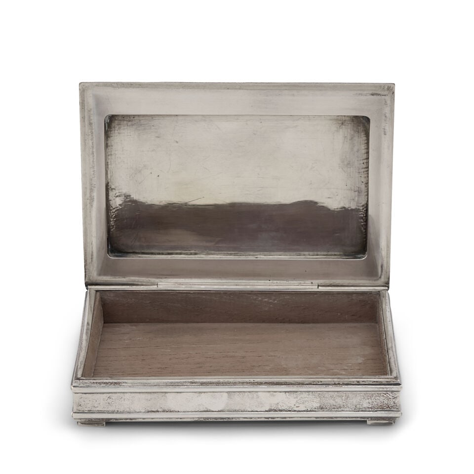 German Silver-mounted Lapis Box, - 4