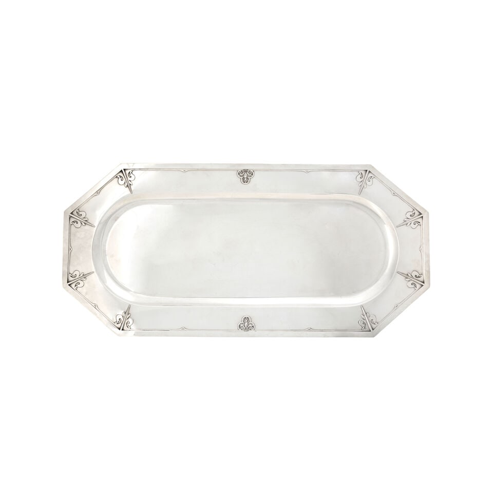 Cardeilhac 'Renaissance' .950 Silver Tray,: Cardeilhac 'Renaissance' .950 Silver Tray, Paris, France, 20th century, oblong with canted corners, lg. 27 1/2 in; approx. 90.80 troy oz. For further information on this lot please visit Bonhams.com F