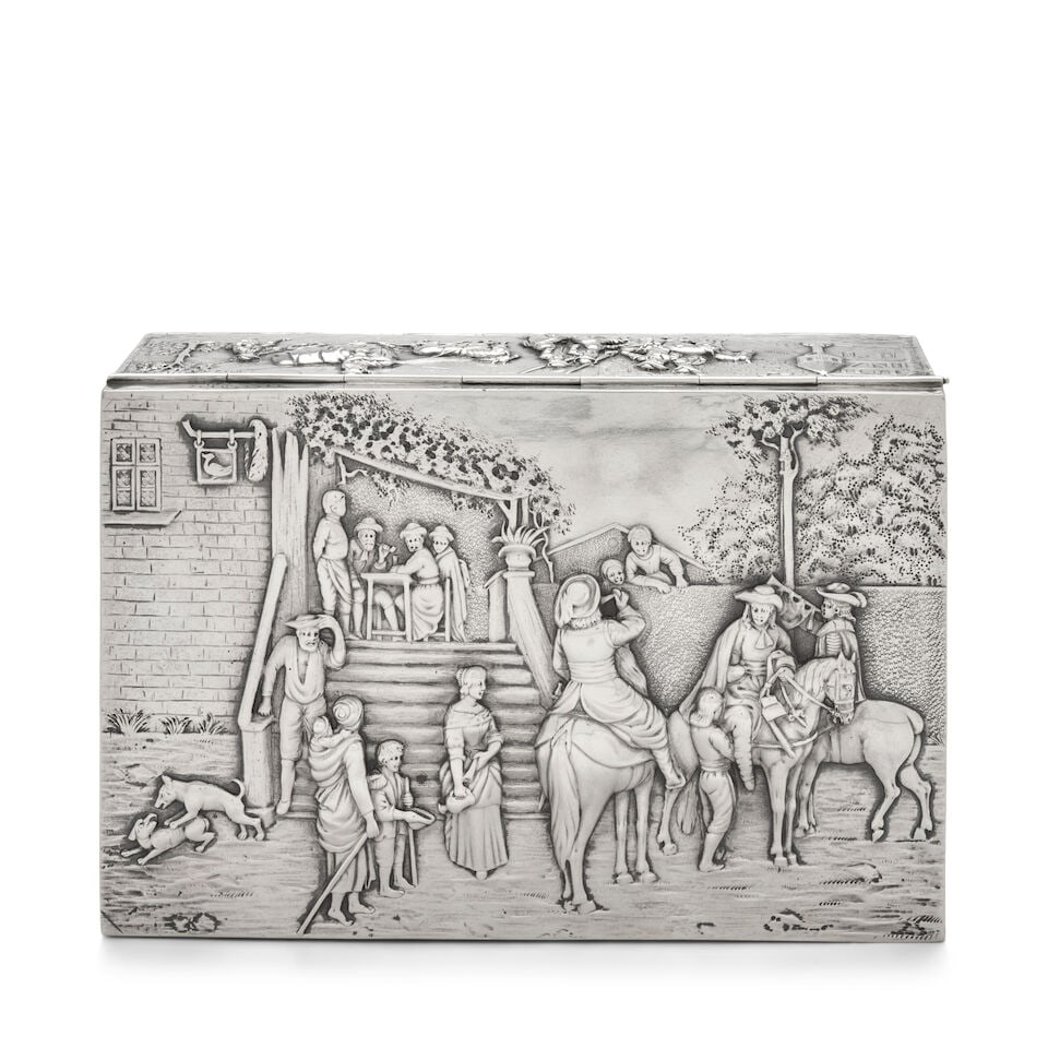 German .800 Silver Repousse Box, - 2
