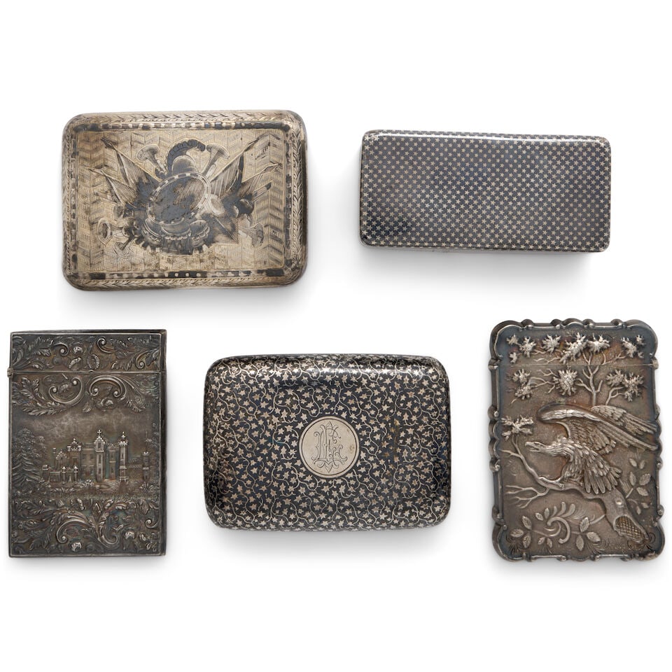Five Assorted Silver Cases, - 2