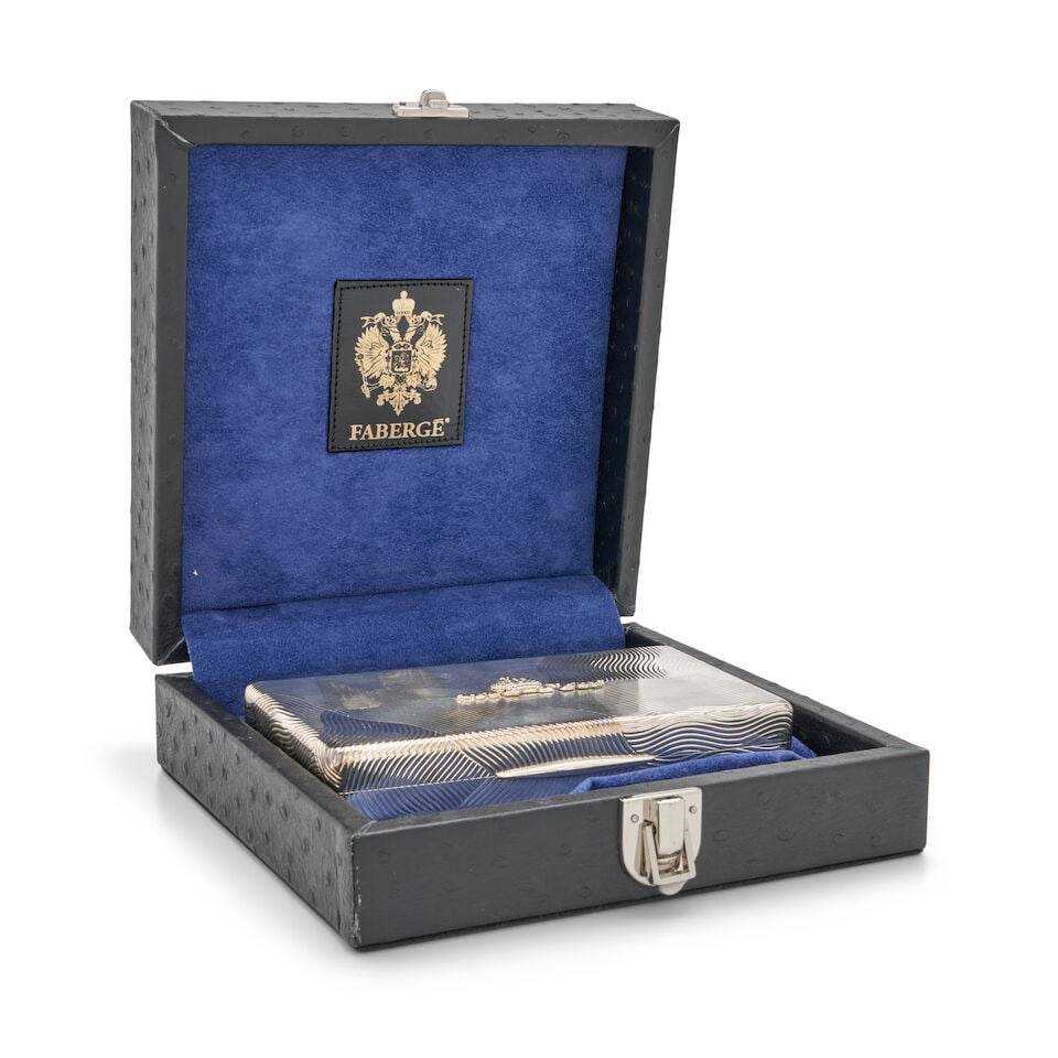 Faberge Sterling Silver Humidor, - 3