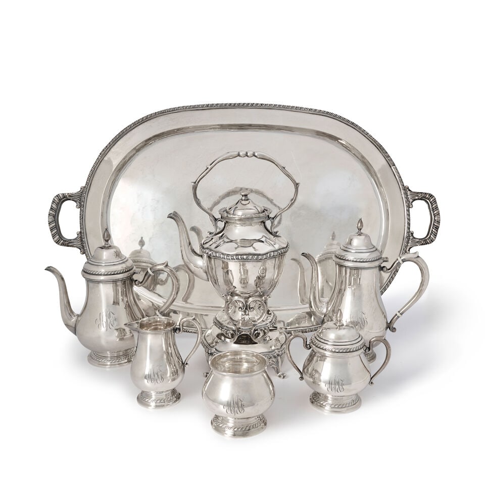 Six-piece Mexican Sterling Silver Coffee and Tea Service with Tray, - 2