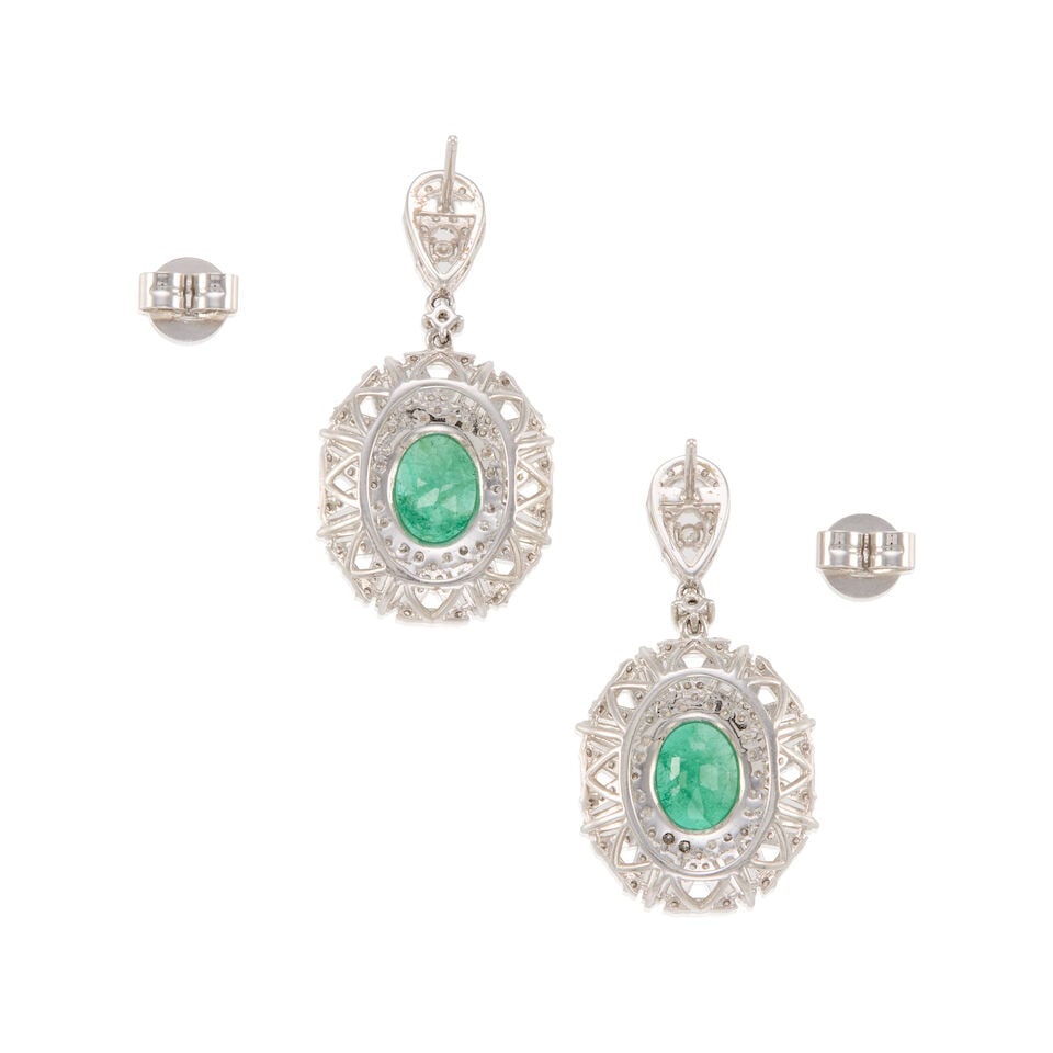 GOLD, EMERALD, AND DIAMOND EARRINGS - 2