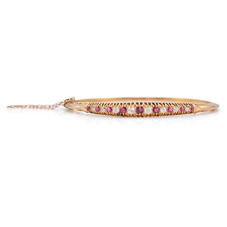 14K GOLD, RUBY, AND DIAMOND BANGLE - 2
