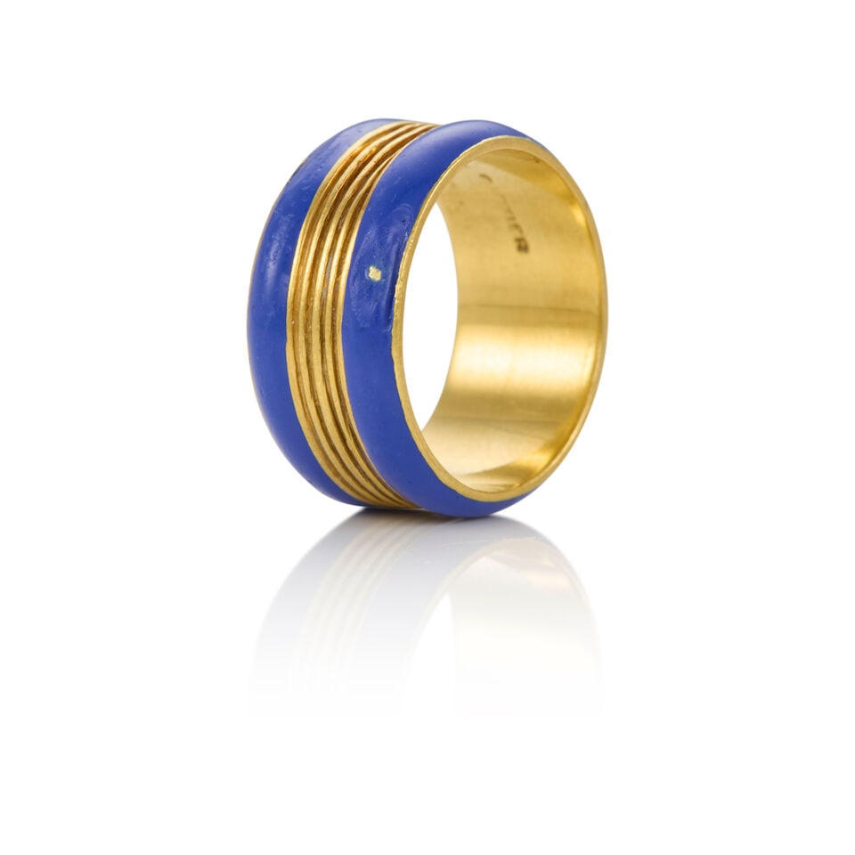 CARTIER: GOLD AND ENAMEL RING - 2