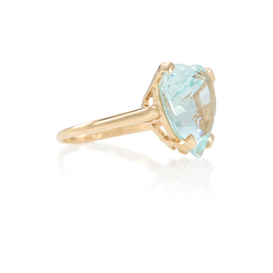 14K GOLD AND AQUAMARINE RING WITH GIA REPORT - 2