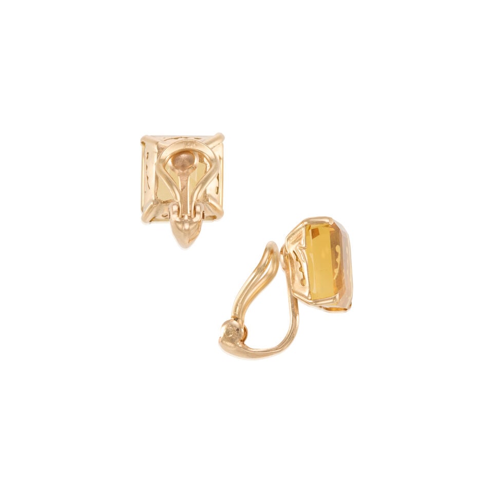 PAIR OF 14K GOLD AND CITRINE EARCLIPS - 2