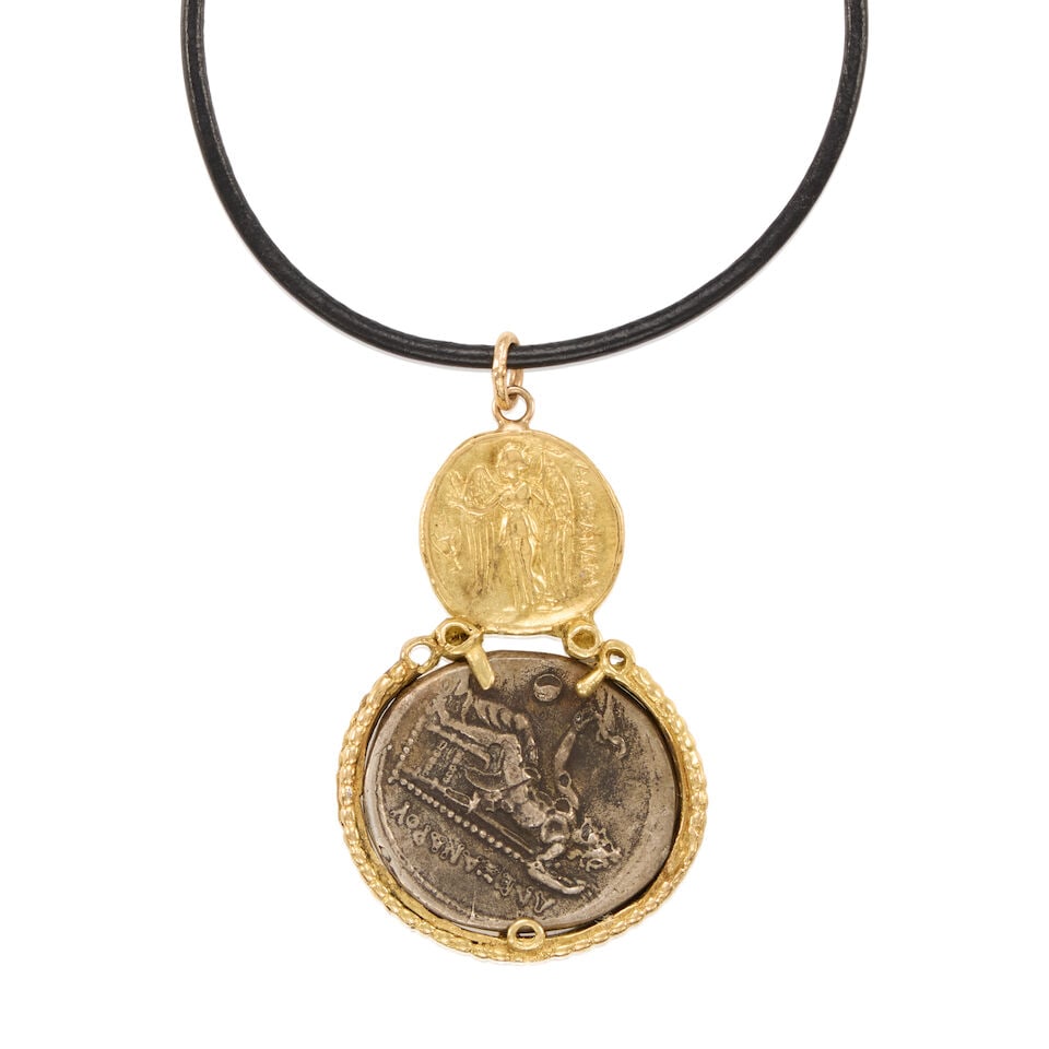 GOLD AND SILVER COIN PENDANT NECKLACE - 2