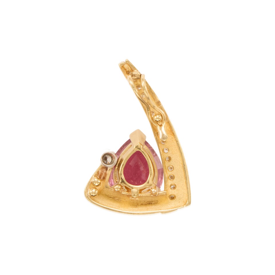 18K GOLD, TOURMALINE AND DIAMOND PENDANT - 2