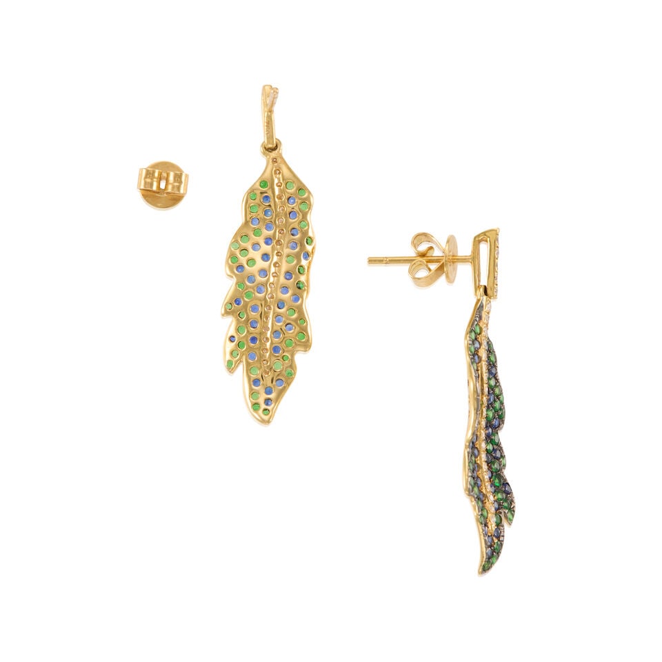 PAIR OF 18K GOLD, DIAMOND AND GEM-SET EARRINGS - 2