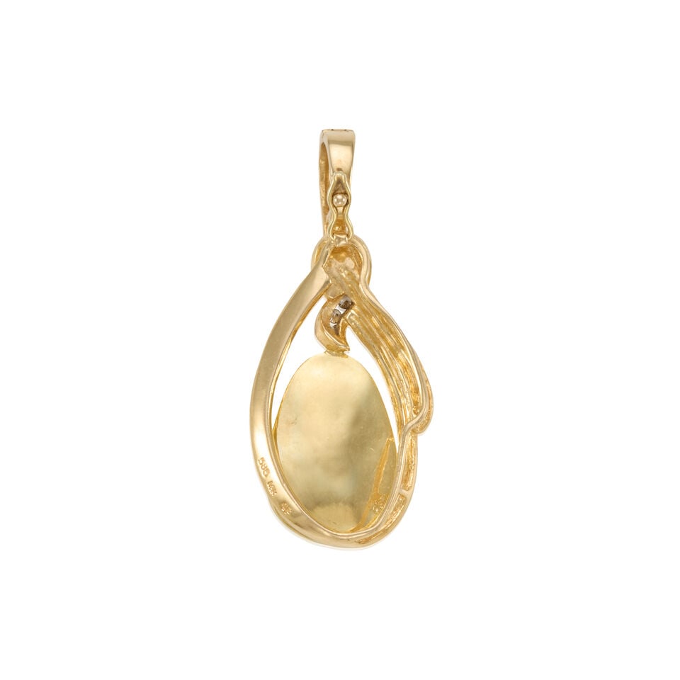 14K GOLD, OPAL, AND DIAMOND PENDANT - 2
