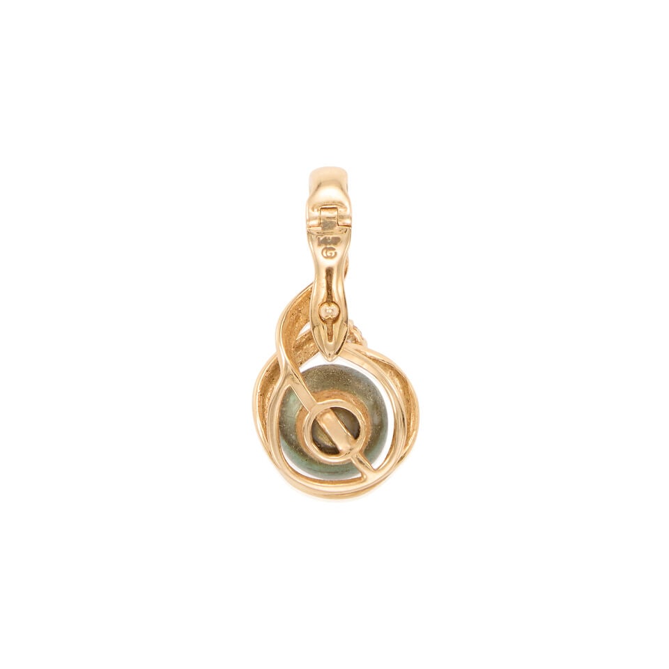 14K GOLD, CULTURED PEARL AND DIAMOND PENDANT - 2