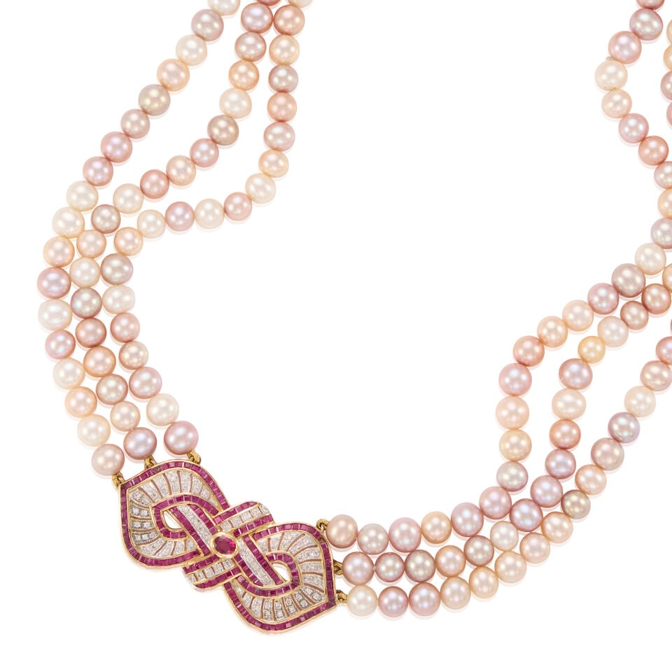 GOLD, CULTURED PEARL, AND MULTIGEM NECKLACE - 2