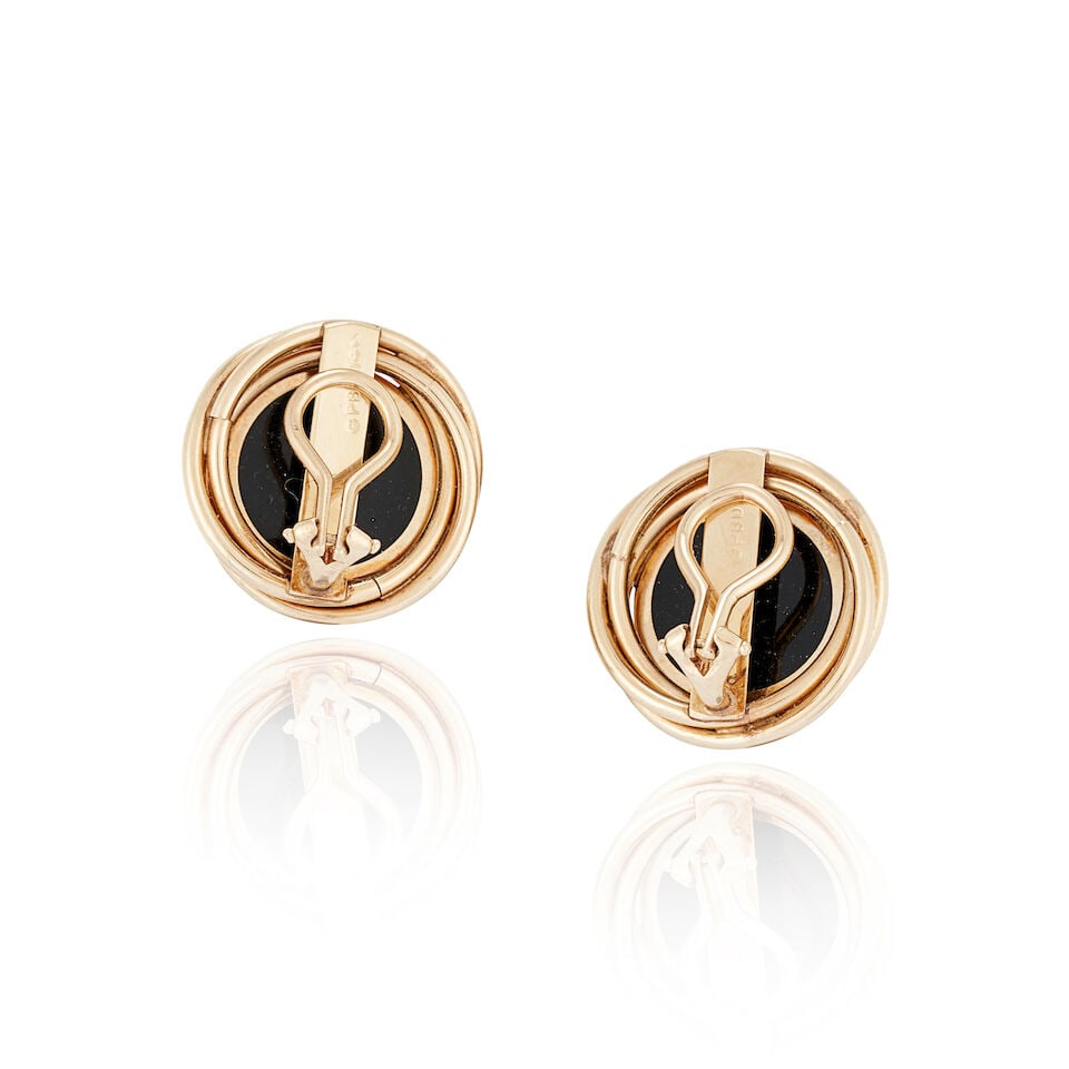 14K GOLD AND ONYX EARCLIPS - 4