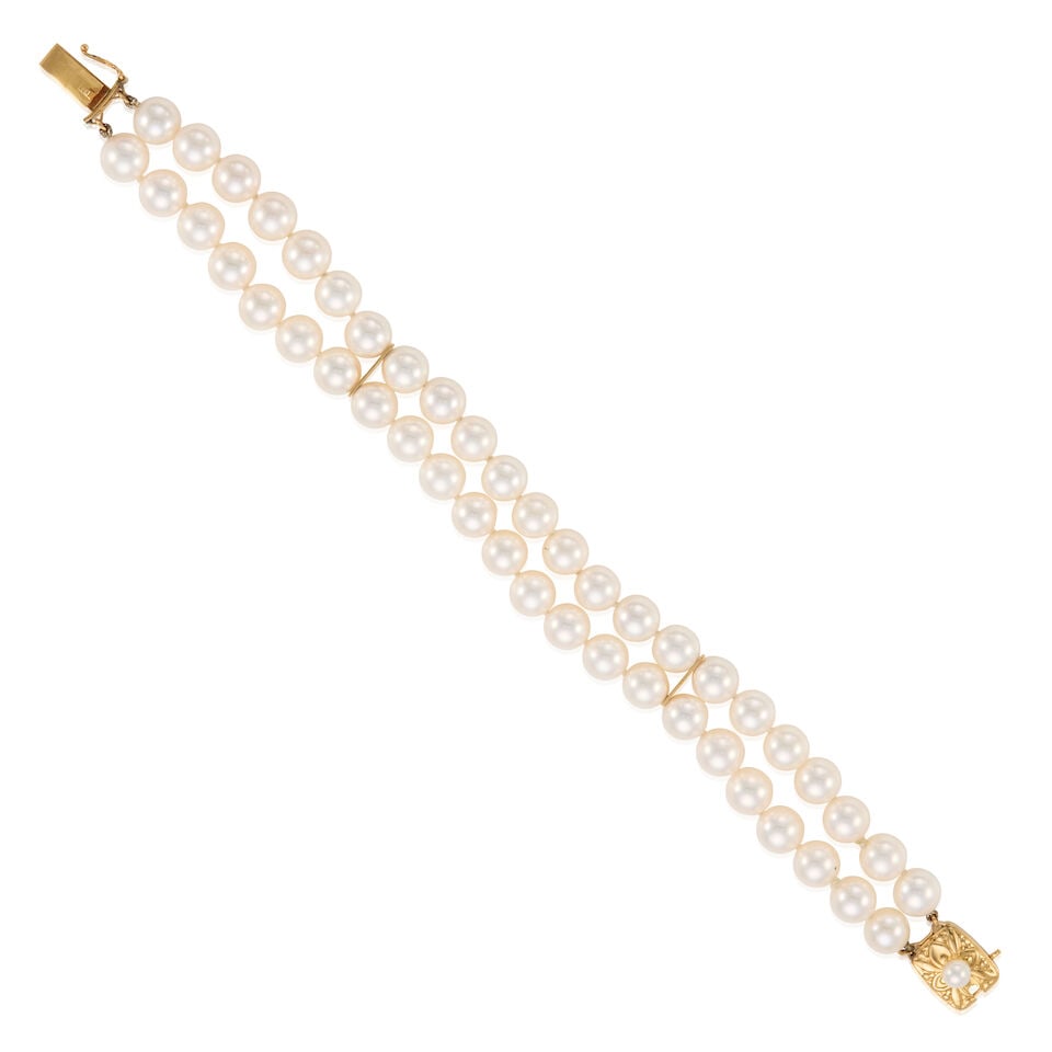 MIKIMOTO: 18K GOLD AND CULTURED PEARL BRACELET - 2