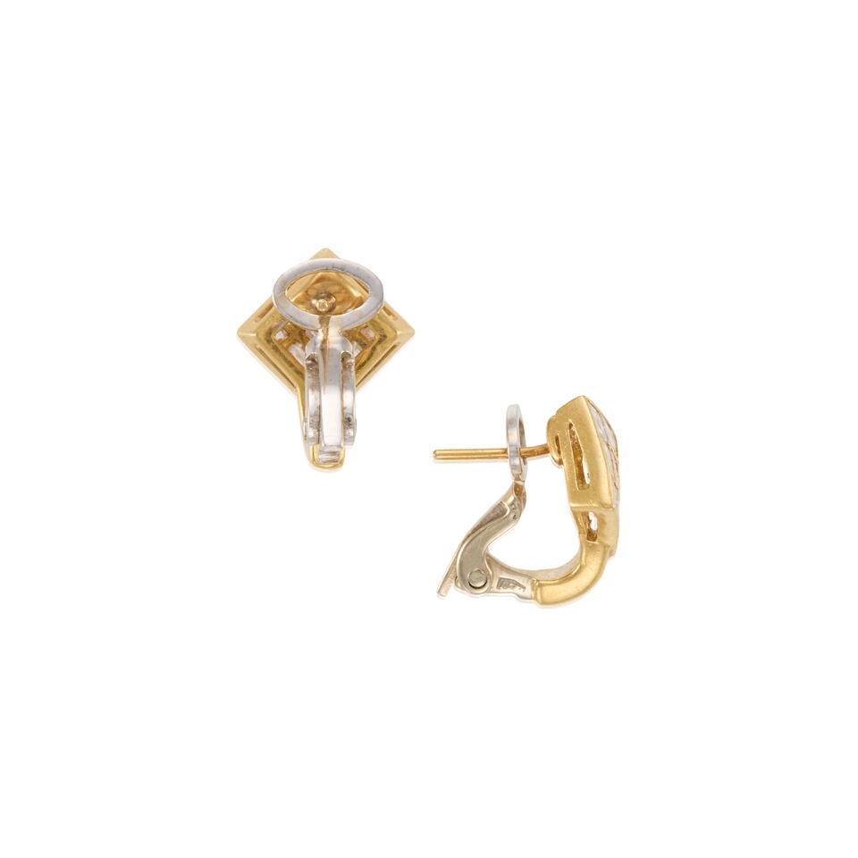18K BICOLOR GOLD AND DIAMOND EARRINGS - 3