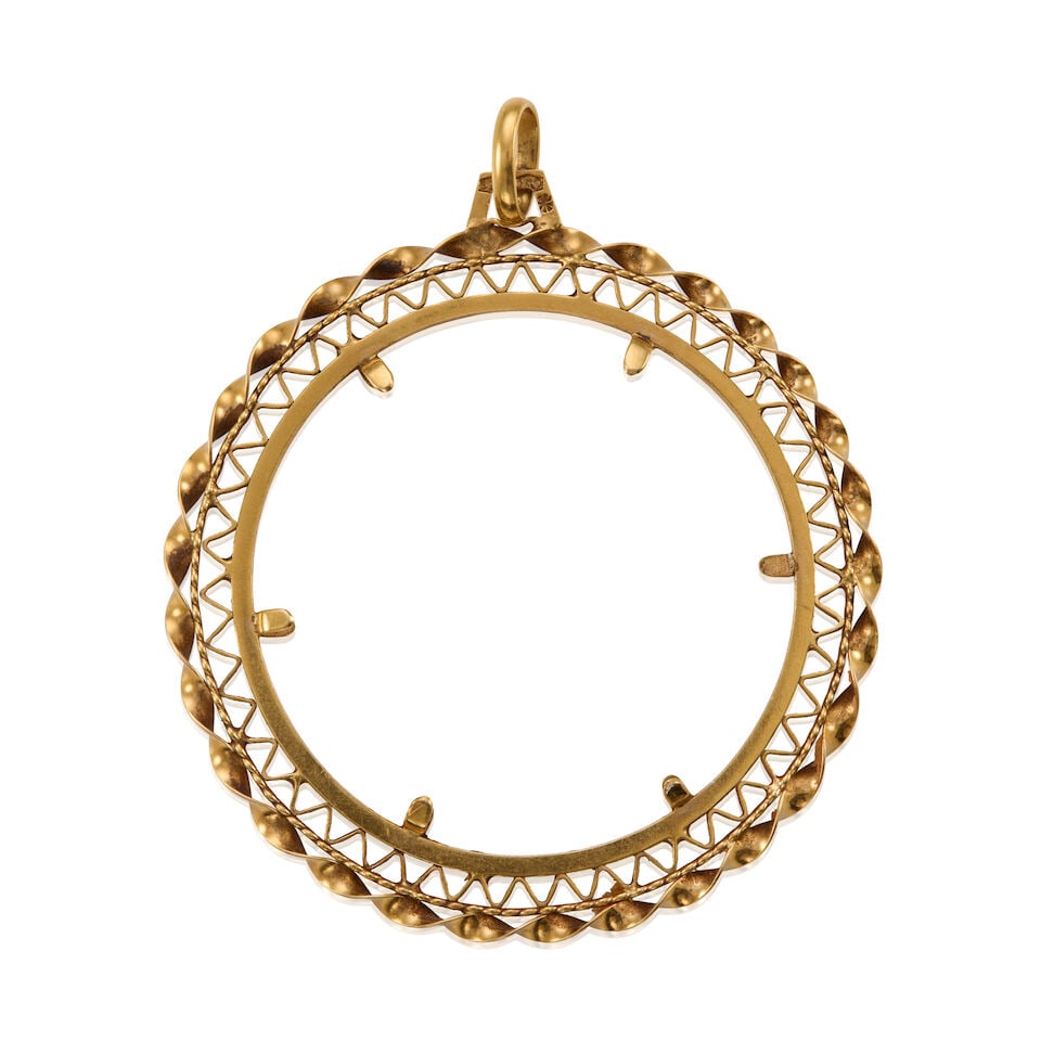 18K GOLD COIN FRAME PENDANT - 2