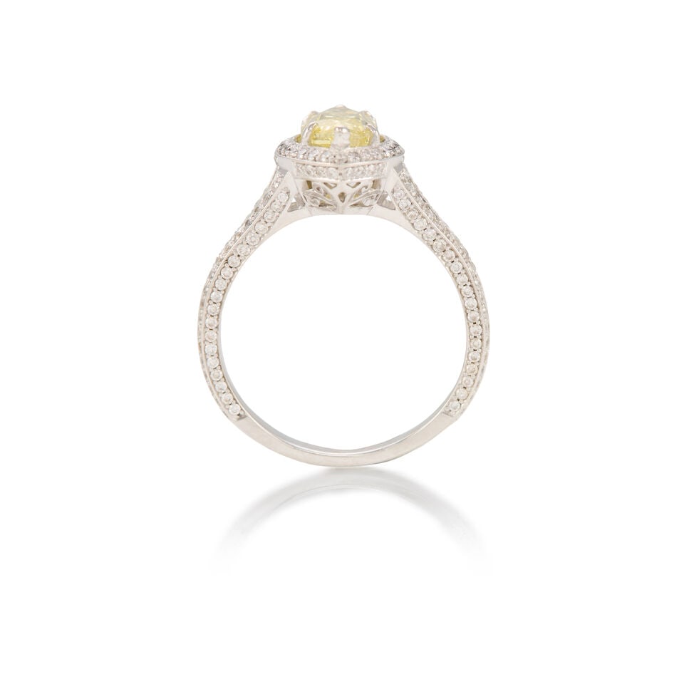 18K GOLD AND FANCY INTENSE YELLOW DIAMOND RING WITH GIA REPORT - 3