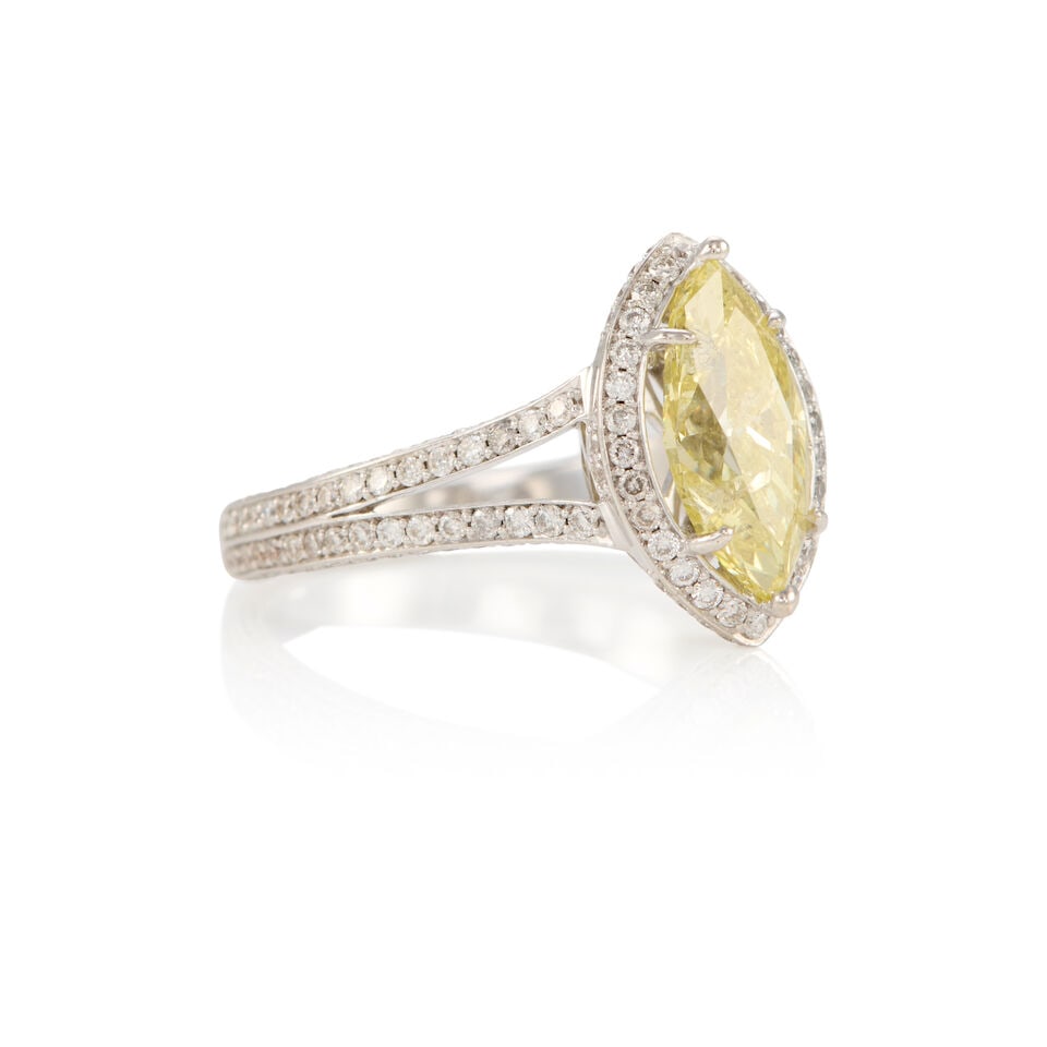 18K GOLD AND FANCY INTENSE YELLOW DIAMOND RING WITH GIA REPORT - 4