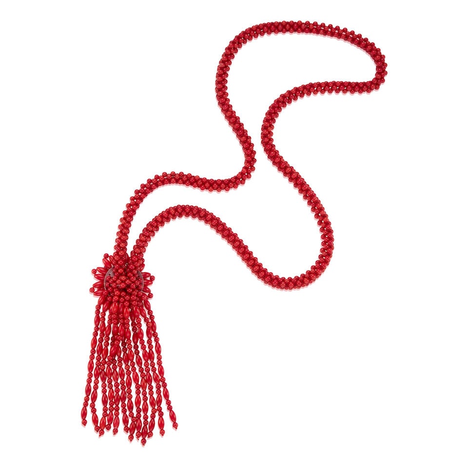 CORAL BEAD SAUTOIR NECKLACE - 2