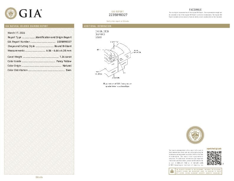 LOOSE FANCY YELLOW DIAMOND WITH GIA REPORT - 2