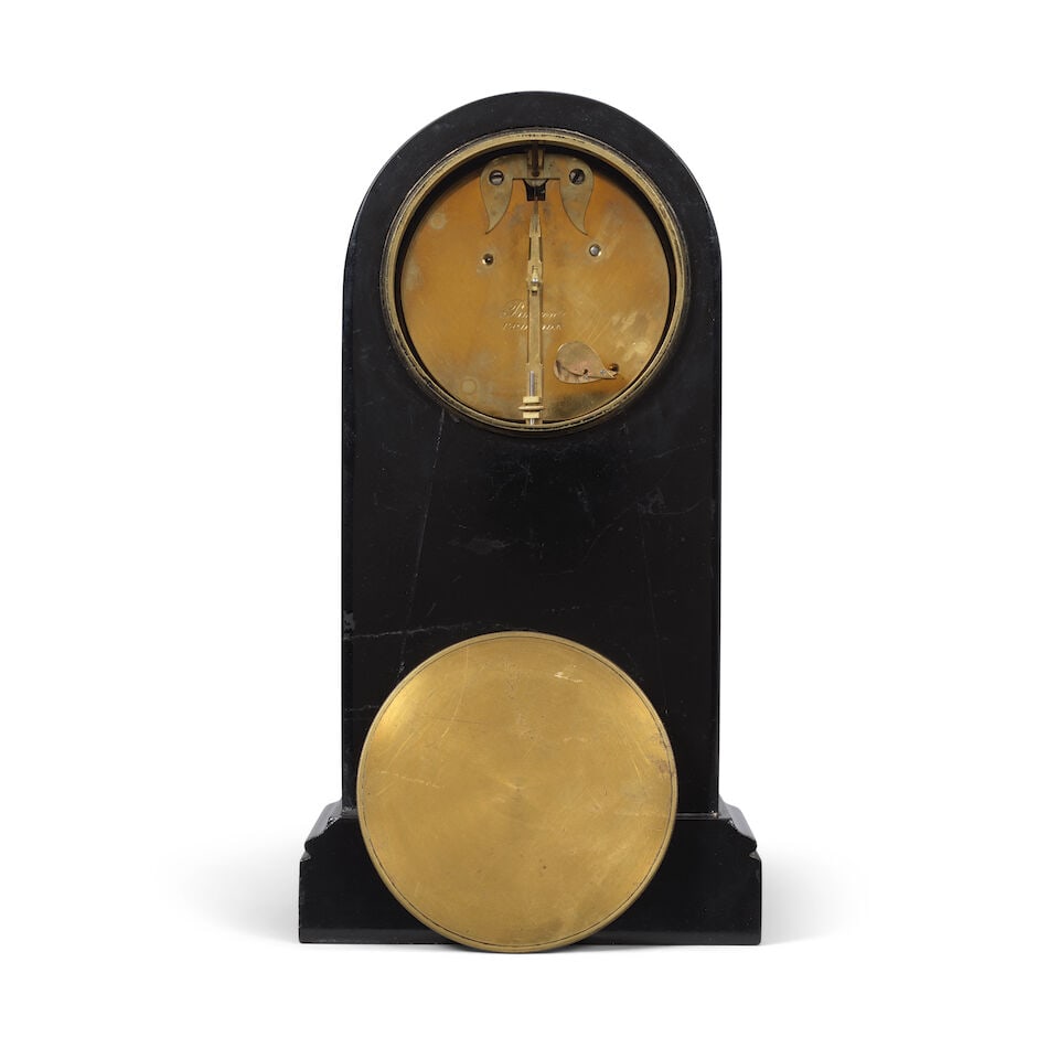 A mid 19th century black marble mantel timepiece Budgen, Croydon - 2