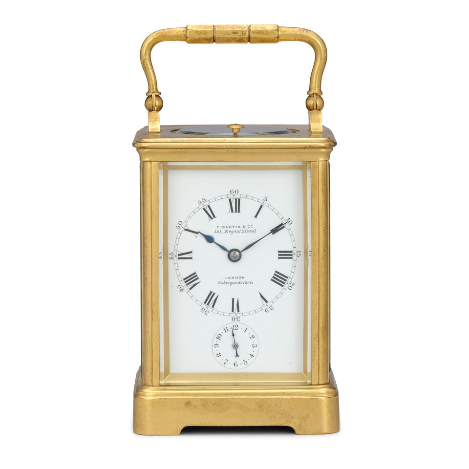 A late 19th century French striking and repeating carriage clock Drocourt, retailed by T. Marti... (1 of 1)