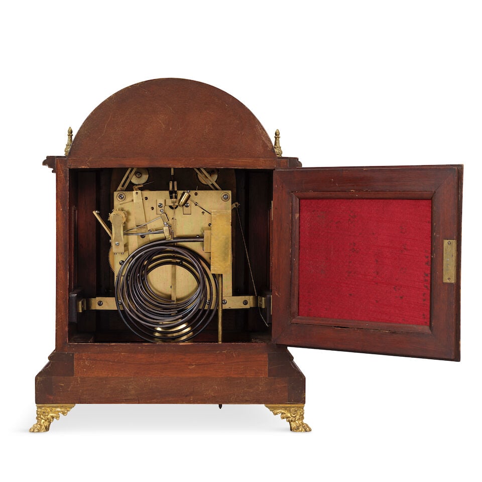 A good early 20th century mahogany cased three train, quarter chiming table clock Winterhalder a... - 2