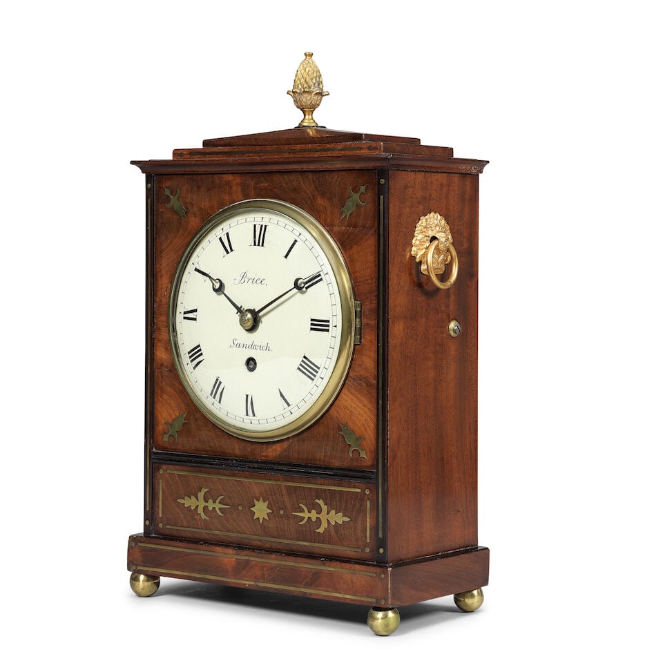 A Regency mahogany and brass inlaid bracket timepiece Brice, Sandwich - 3