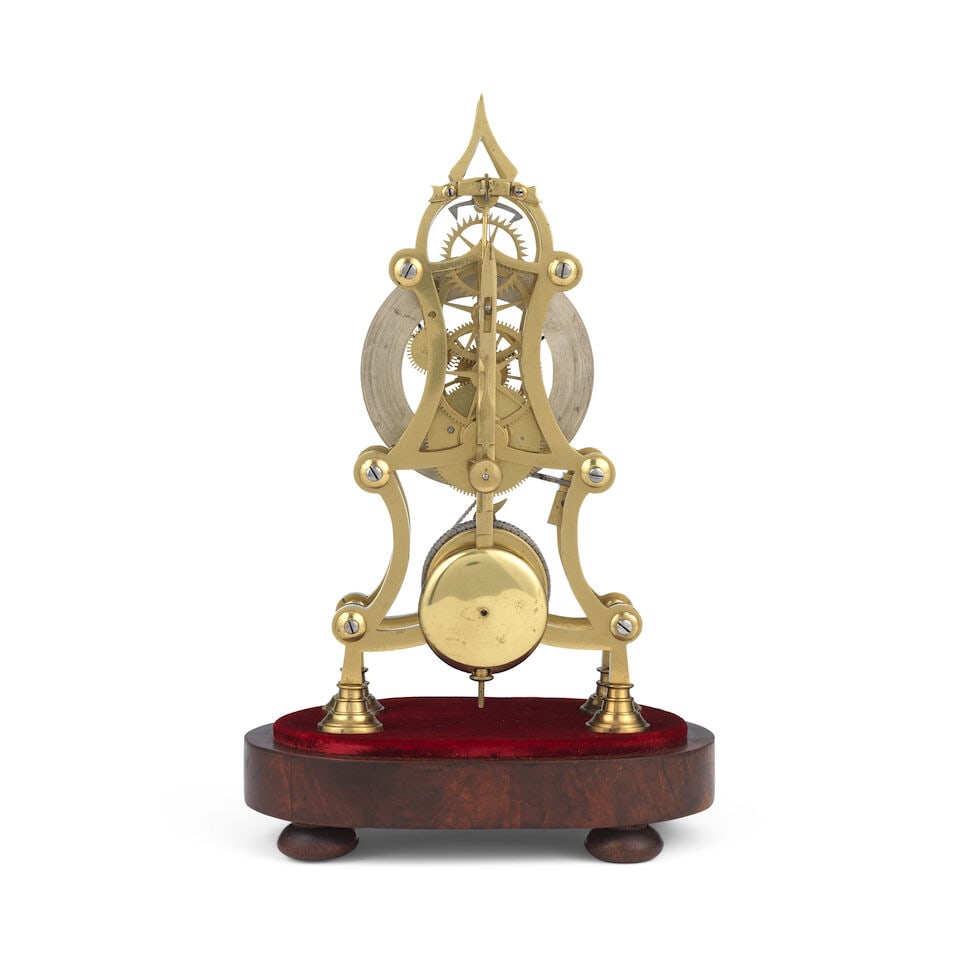 A late 19th century skeleton clock timepiece with dome - 2