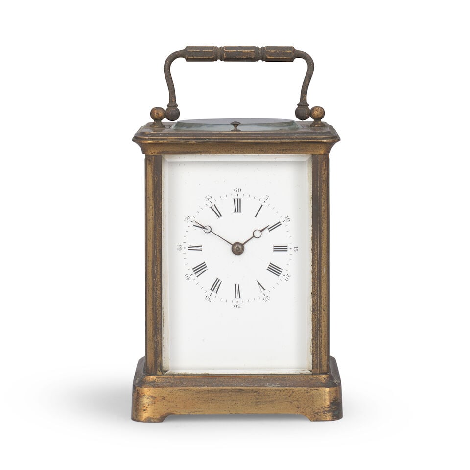 A late 19th century French striking and repeating carriage clock with original travel case A.B. ... - 2