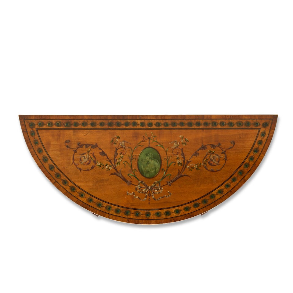 A George III and later satinwood and polychrome decorated pier tableLate 18th century and later - 2