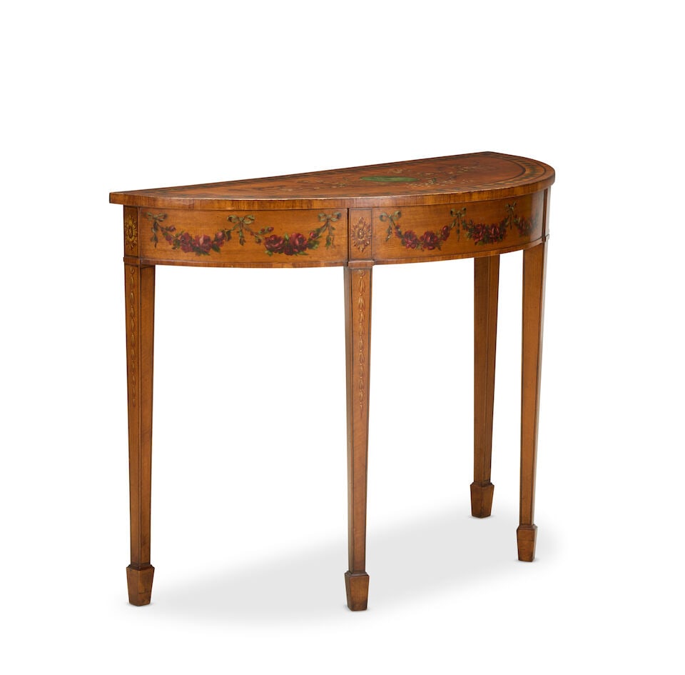 A George III and later satinwood and polychrome decorated pier tableLate 18th century and later - 4