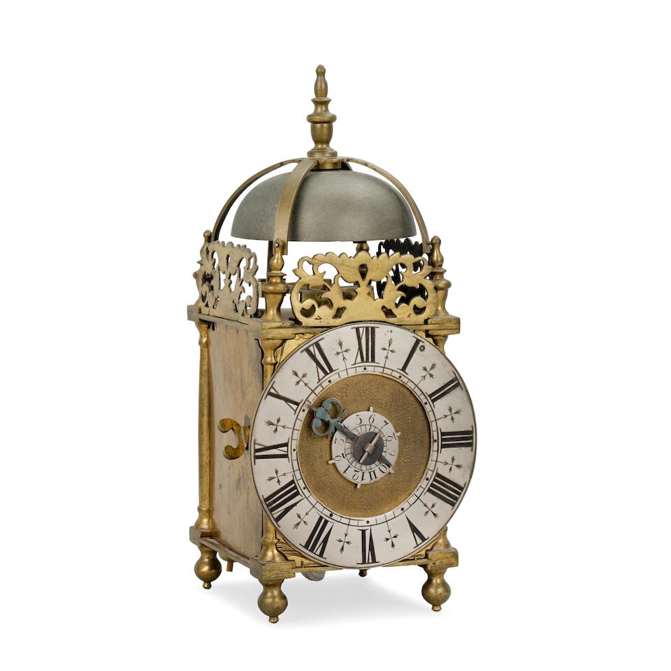 A 20th century miniature brass lantern clock with alarm - 3
