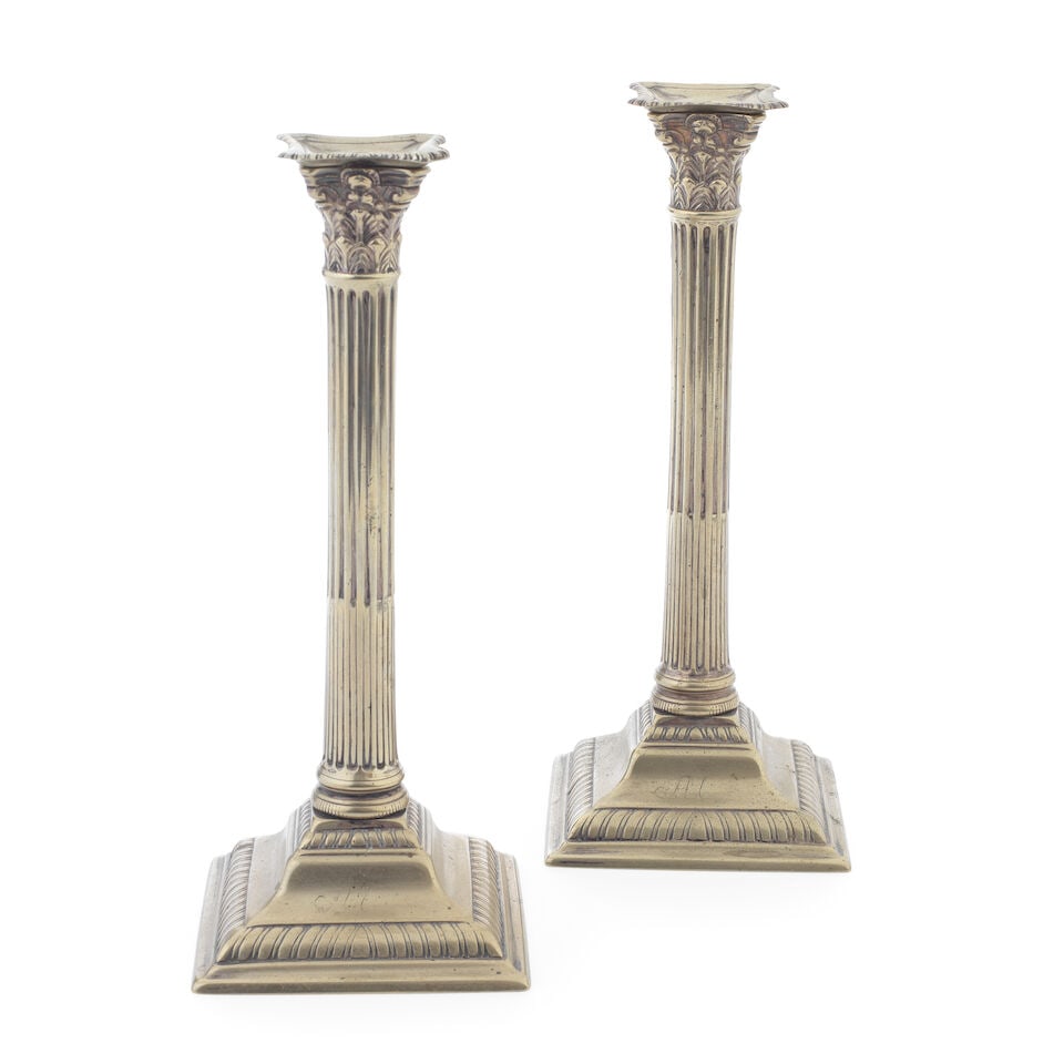 A pair of George III Paktong candlesticks unmarked (2) (1 of 1)
