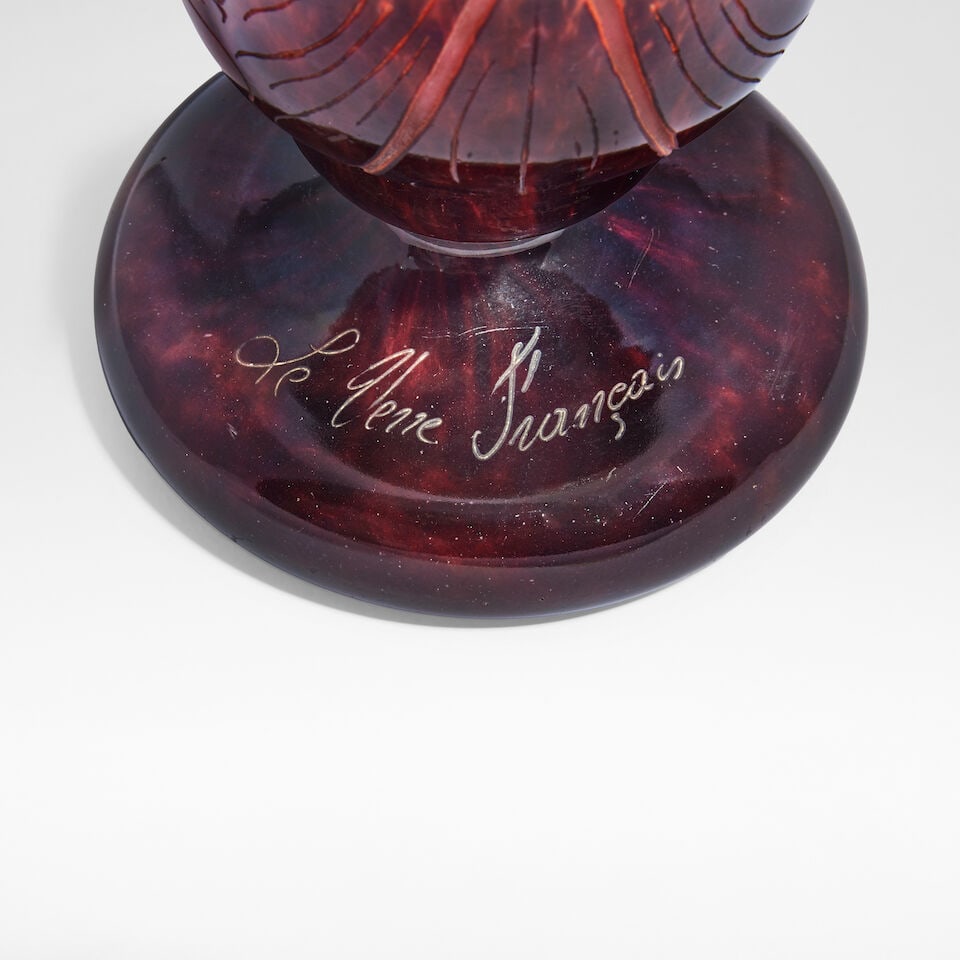 Charles Schneider 'Digitale' Le Verre Français vase, circa 1920 - 2