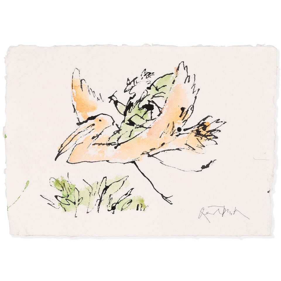 Sir Quentin Blake (British, born 1932) Birthday Wings No. 11 (unframed) (Painted in December 2025) (1 of 2)