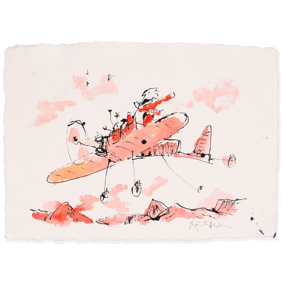 Sir Quentin Blake (British, born 1932) Birthday Wings No. 18 (unframed) (Painted in December 2025) (1 of 2)