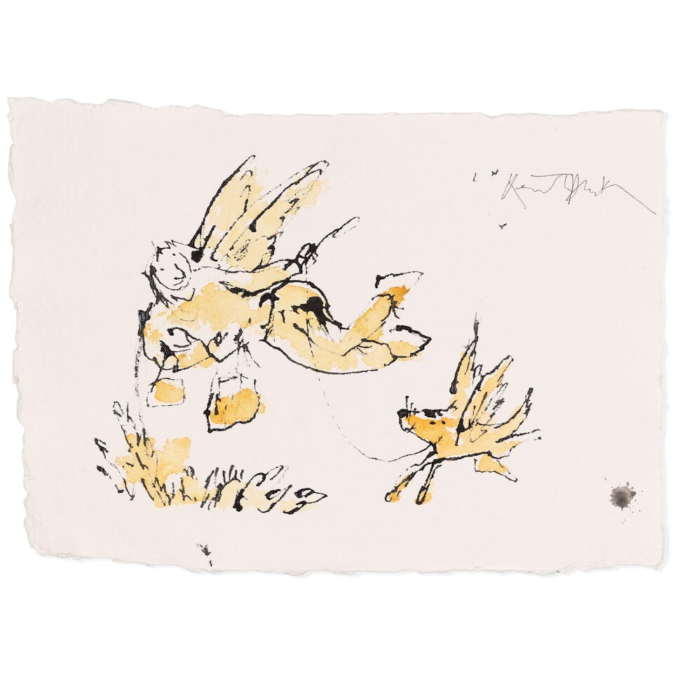 Sir Quentin Blake (British, born 1932) Birthday Wings No. 7 (unframed) (Painted in December 2025) (1 of 2)